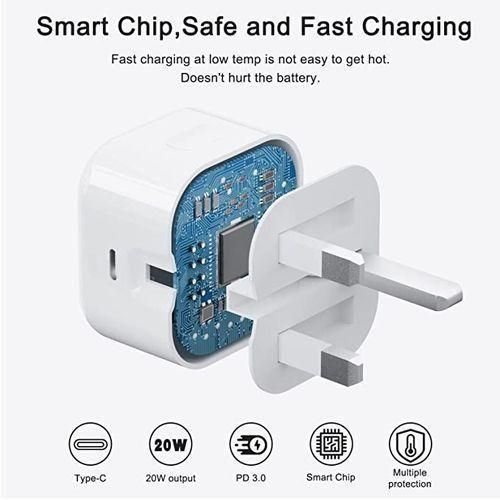 Super Fast 20Watts PD Lightening To Type C Cable and Port With 20watts Output For Ip8,X,Xr,Xs Max, 11,11pro,12,12pro, White