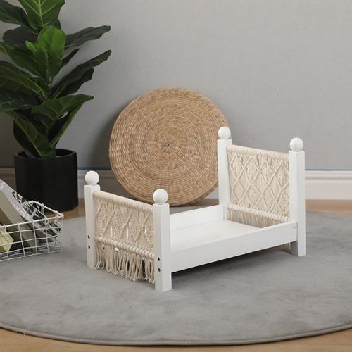 Newborn Props Baby Crib White  Assisted Wood Cot