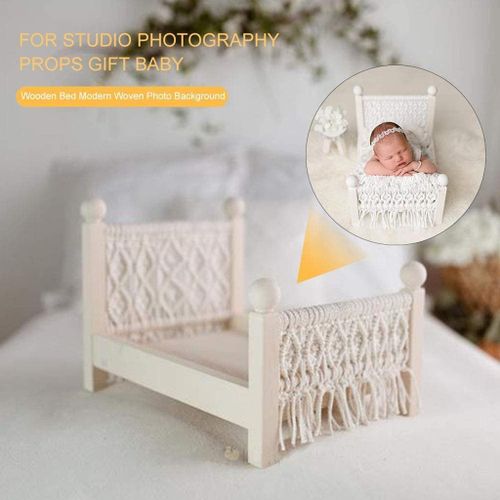Newborn Props Baby Crib White  Assisted Wood Cot
