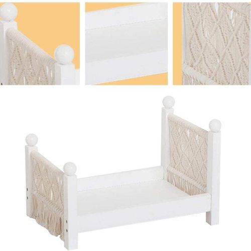 Newborn Props Baby Crib White  Assisted Wood Cot