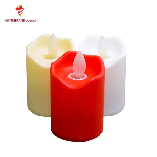 Home decoration dozen warm white flickering Pillar candles battery operated flameless