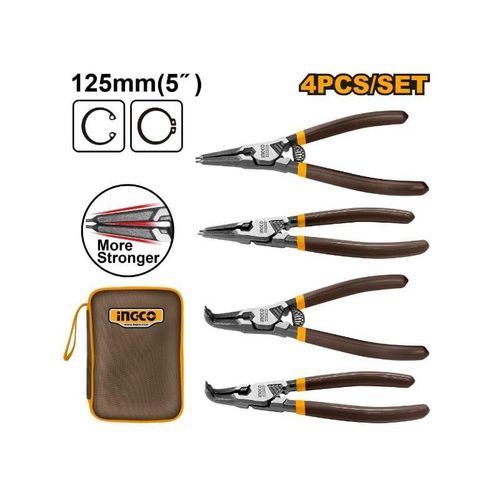 INGCO 4 Pieces Circlip Plier Set - Silver