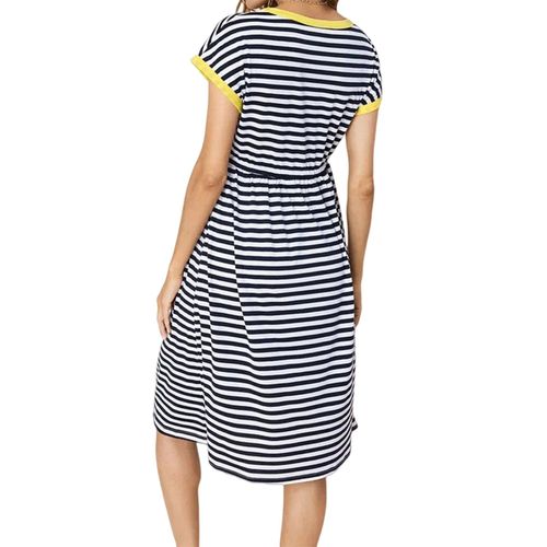 Women's Pregnancy Loose Skirt Short-Sleeved Round Neck Loose Dress for Pregnant,Stripe,M NO5112