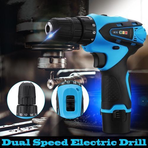 12V Two-Speed Cordless Drill Driver Screw Electric Screwdriver Tool Li Battery