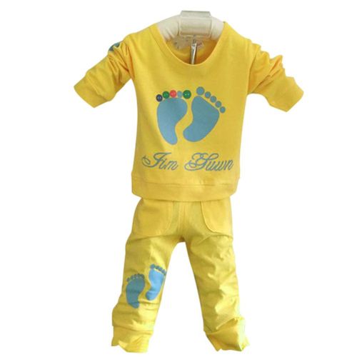 Children Boys Sports Suit Feet Girls Clothing Set Toddler Baby Boys Sweatshirts Outfits + Pants Set kids Tracksuit Yellow,12-18m NO5116