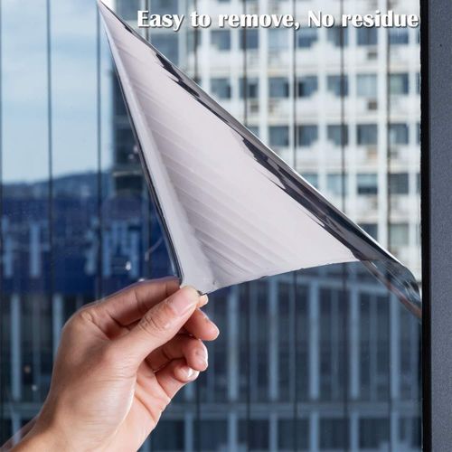 Silver Window Film Privacy One Way Mirror Glass Tint Heat Control Sun UV Blocking Sliding Door Tinting Reflective Static Cling For Home
