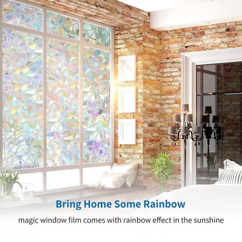 3D Window Sticker Electrostatic Static Decorative Privacy Window Rainbow Films for Stained Glass Self-Adhesive Film Anti UV Glass Sticker