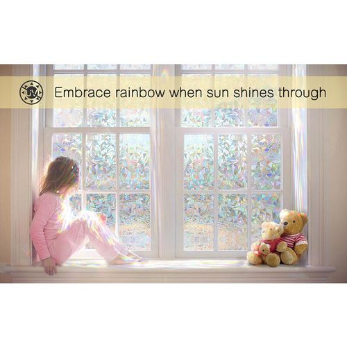 3D Window Sticker Electrostatic Static Decorative Privacy Window Rainbow Films for Stained Glass Self-Adhesive Film Anti UV Glass Sticker