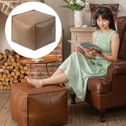 Morocco Ottoman Seat Cover Unstuffed Pouf Cover Stylish Light Brown