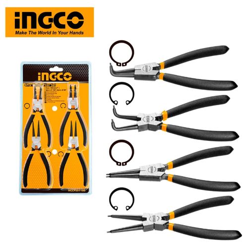 INGCO HCCPS01180 - 4 Pcs Circlip Pliers Set - Orange