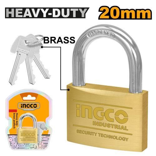 INGCO DBPL0202 - Heavy Duty Brass Block Padlock - Orange