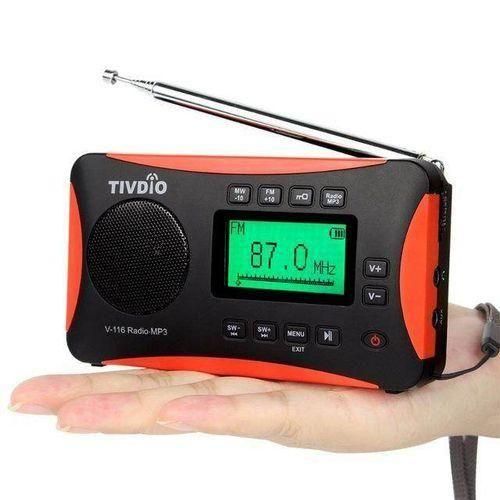 TIVDIO V116 Portable Shortwave Radio With FM MW SW Transistor MicroSD Card AUX Input MP3 Player Speaker Alarm World Receiver USBSD Card Sleep Alarm Clock EbookCalendar