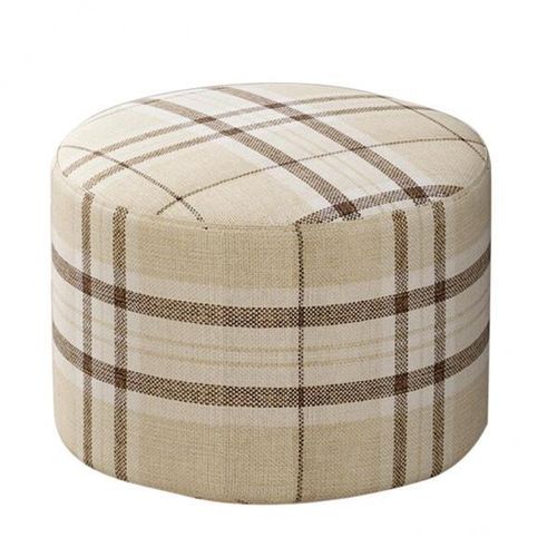 2xRound Linen Fabric Footstool Cover Wooden Stool Slipcover Striped