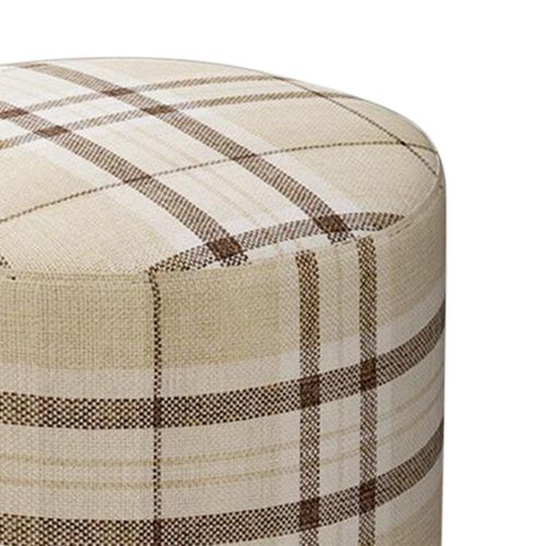 2xRound Linen Fabric Footstool Cover Wooden Stool Slipcover Striped