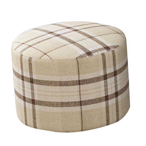 2xRound Linen Fabric Footstool Cover Wooden Stool Slipcover Striped