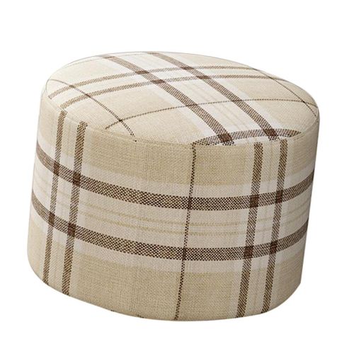 2xRound Linen Fabric Footstool Cover Wooden Stool Slipcover Striped