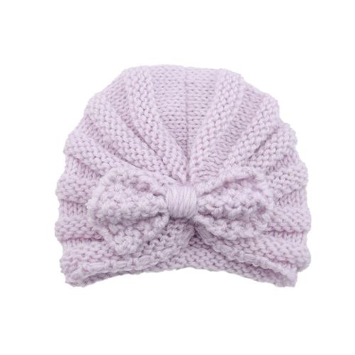 Vintage Baby Bow Beanie Cap Stretchy Boutique Headbands Knitted Hair Bows for Newborn Infant Toddler New,Light Purple NO5111