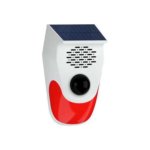 Motion Detector Alarm, Solar Strobe Alarm Light with Motion Sensor Siren Outdoor Alarm Siren with Remote Controller, 120dB Sound, IP65 Waterproof and 3 Mode for Home, Farm, Yard, Outdoor