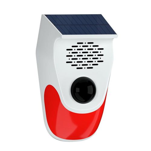 Motion Detector Alarm, Solar Strobe Alarm Light with Motion Sensor Siren Outdoor Alarm Siren with Remote Controller, 120dB Sound, IP65 Waterproof and 3 Mode for Home, Farm, Yard, Outdoor