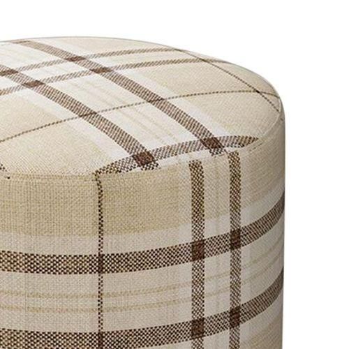Round Linen Fabric Footstool Cover Wooden Stool St