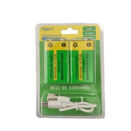 9V rechargeable battery type-cUSB lithium battery 9V square battery 6F22 guitar microphone multimeter battery