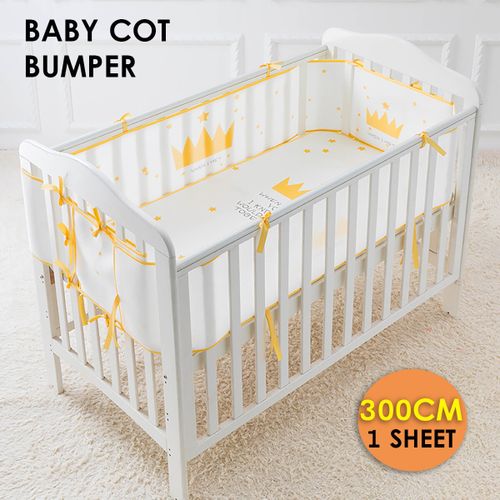 1pcs 118x11in Crown Baby Infant Cot Crib Bumper Safety Protector Toddler White
