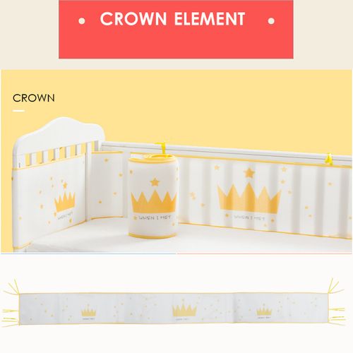 1pcs 118x11in Crown Baby Infant Cot Crib Bumper Safety Protector Toddler White