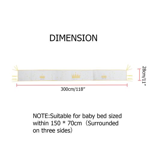 1pcs 118x11in Crown Baby Infant Cot Crib Bumper Safety Protector Toddler White