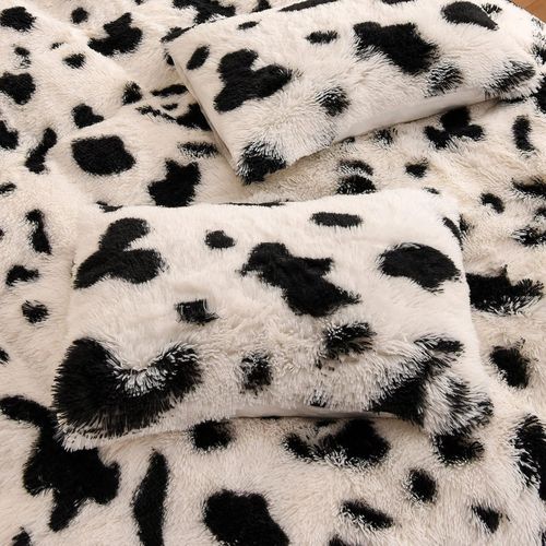 Shaggy Duvet Cover Set  black/ white