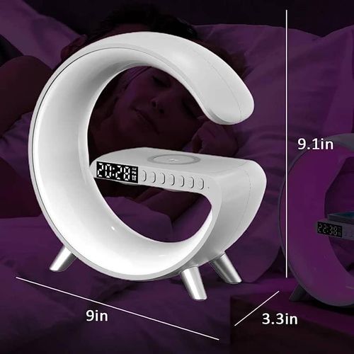 Intelligent Bluetooth Speaker Wireless Cellphone Charger Stand LED Lamp, Multifunctional RGB Night Light Table Alarm Clock Speaker & Fast Charging Station, Bedside Lamp LED Night