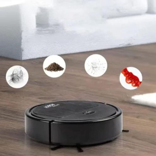 Robot Vacuum, Automatic Vacuum Cleaner Low Noise Rechargeable 3 in 1 Intelligent Sweeping Robot for Hair Dirty Black for Pet Hair Carpets Hard Floors