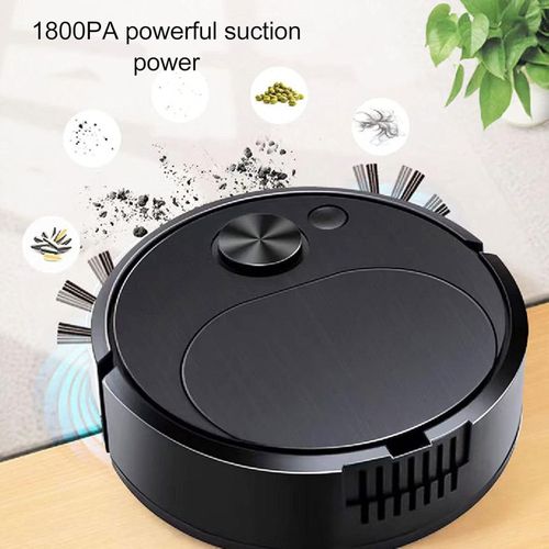 Robot Vacuum, Automatic Vacuum Cleaner Low Noise Rechargeable 3 in 1 Intelligent Sweeping Robot for Hair Dirty Black for Pet Hair Carpets Hard Floors