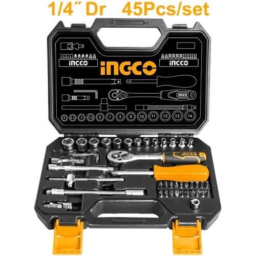 INGCO 45 Pcs 1/4" Socket Set - Black / Orange