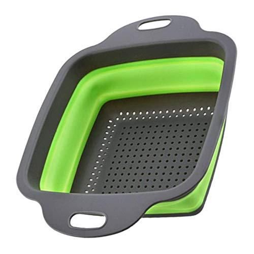 Square Silicone Plastic Folding Rice Strainer for Kitchen Collapsible Colander, Fruits Vegetables Washing Bowl Kitchen Sink Storage Bag Draining Basket Filter -Multicolor
