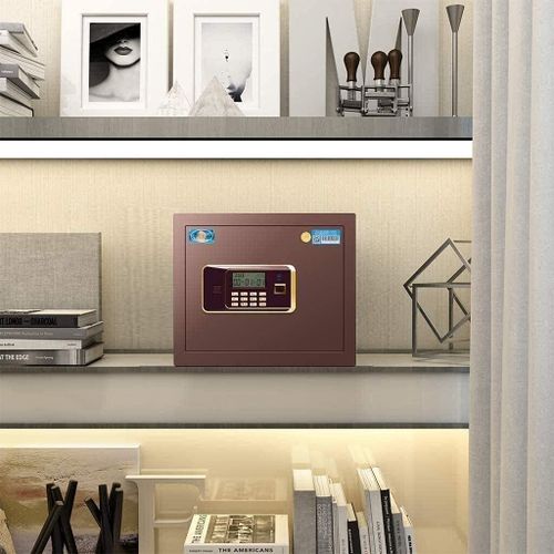 Electronic Steel Fireproof Lock Box Digital Security Safe Box for Home Fashion With Keypad To Protect Money,Jewelry,Passports for Home,Business or Travel-Brown
