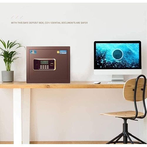 Electronic Steel Fireproof Lock Box Digital Security Safe Box for Home Fashion With Keypad To Protect Money,Jewelry,Passports for Home,Business or Travel-Brown