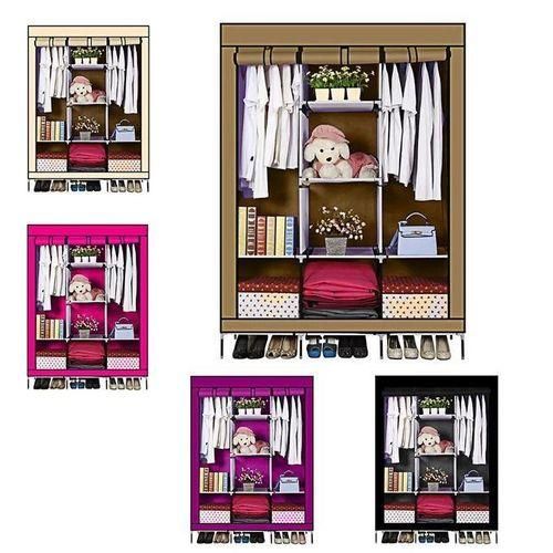 3 Column Steel Frame Cloth Wardrobe