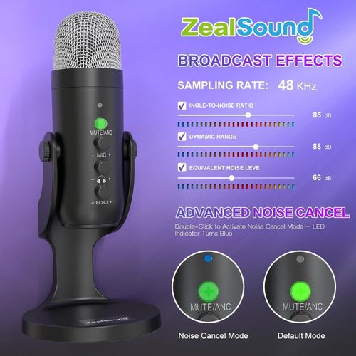 USB Mic for iPhone PC iPad Android Phone-Corded Condenser Desktop Microphones with Mute Echo Monitor Volume Gain for Podcast,ASMR,Gaming,YouTube Video
