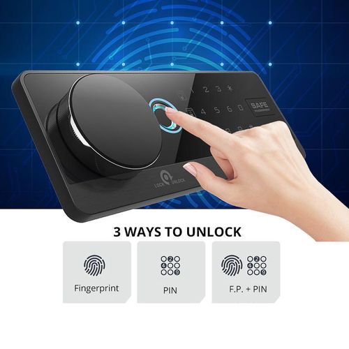 Small Safe Box With Fireproof And Waterproof Bag 1.2 CuFt Fire Proof Safe for Home, Personal Safe with Digital Keypad Key for Money Document Jewelry Medicines Valuables -Black