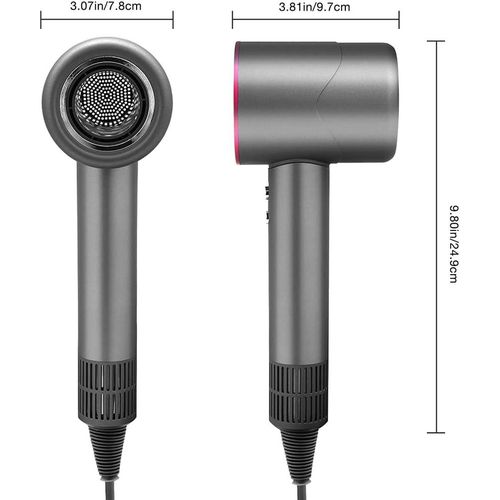 Hair Dryer with Diffuser, Negative Ionic Blow Dryer with 110, 000 RPM Brushless Motor, High-Speed Thermo-Control Hairdryer with Magnetic Nozzles, Perfect for Home, Travel (Gray)