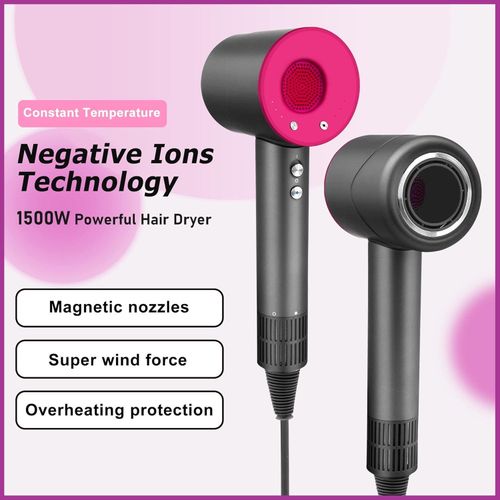 Hair Dryer with Diffuser, Negative Ionic Blow Dryer with 110, 000 RPM Brushless Motor, High-Speed Thermo-Control Hairdryer with Magnetic Nozzles, Perfect for Home, Travel (Gray)