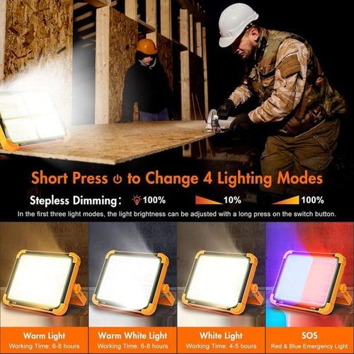 Rechargeable LED Solar Flood Light Portable and Waterproof for Outdoor Camping and Emergency ABS Body for Garden Landscape Use