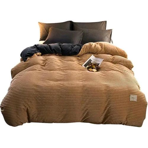 Luxury coral velvet Duvet King size 6 by 6 Brown