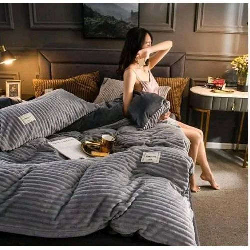 Luxury coral velvet Duvet King size 6*6 Grey