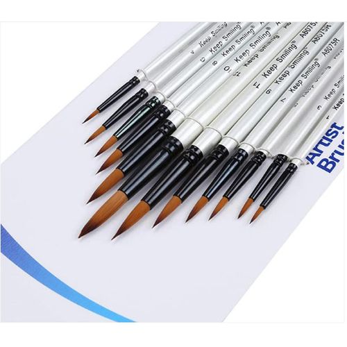 12 Pc Small Round Bomeijia Artist Brushes-White