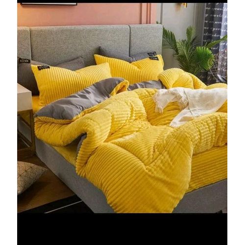 Luxury coral velvet Duvet King size 6 by 6 yellow
