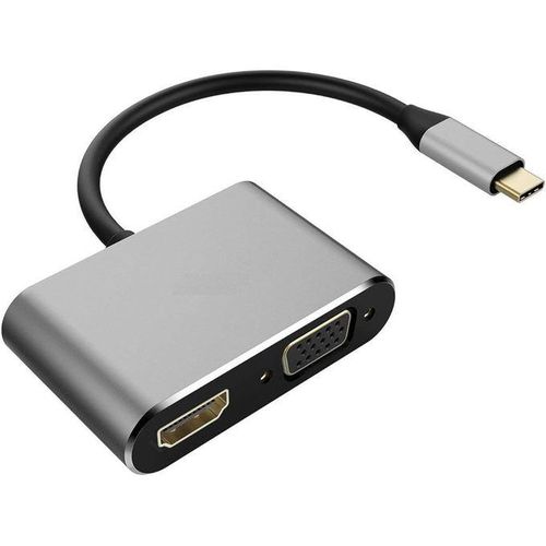 2in1 USB Type C Hub 4K HDMI & VGA Port Display Adapter Splitter Box