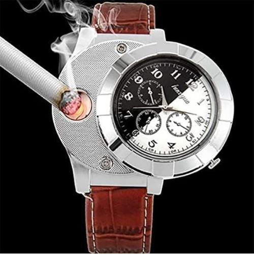 Watch With Fire Lighter ,Rechargeable, Watch, - Brown,