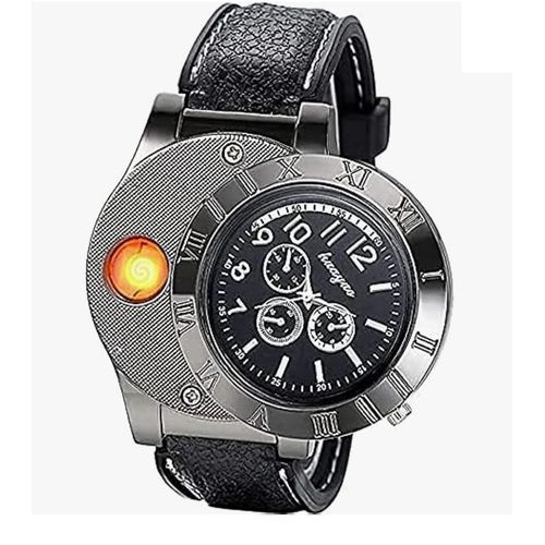 Watch With Fire Lighter ,Rechargeable, Watch, - Brown,