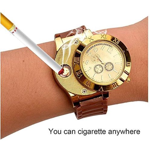 Watch With Fire Lighter ,Rechargeable, Watch, - Brown,